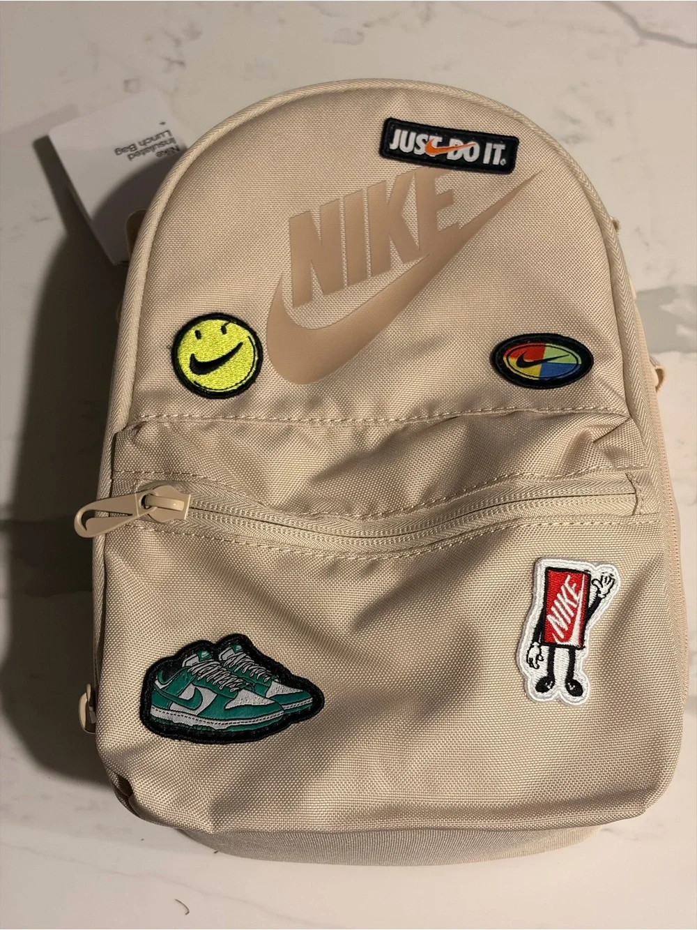 Nike Beige Mini Backpack with Embroidered Patches
